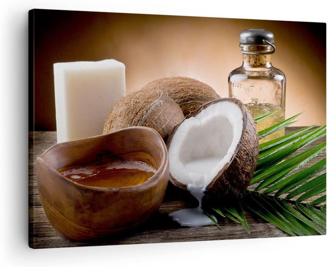 Bilder auf Leinwand Kokosnuss Öl Seife Handfläche Leinwandbild 70x50cm Wandbilder Dekoration Wohnzim