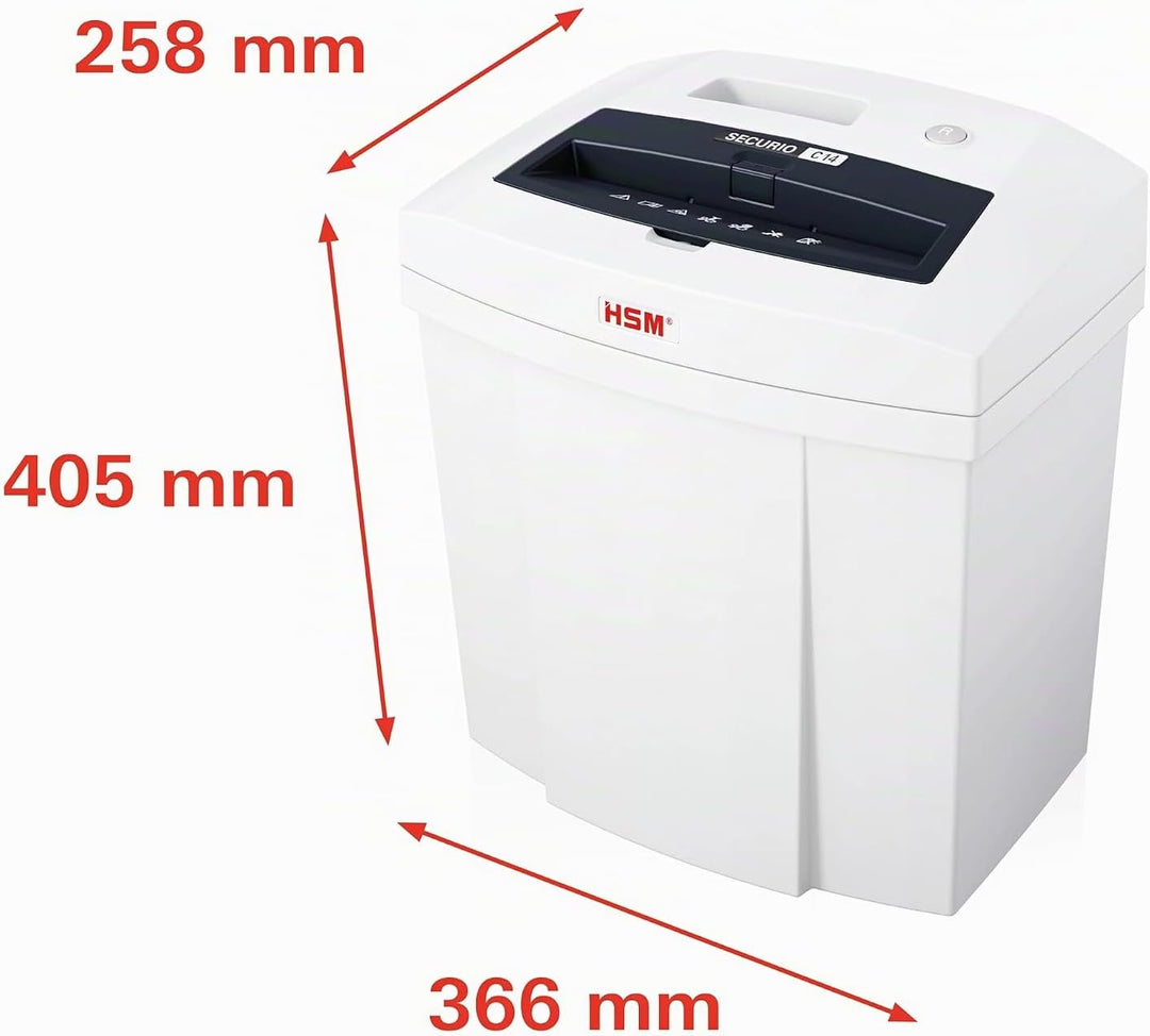 HSM SECURIO C14 Home Office Aktenvernichter, Sicherheitsstufe P4, 6 Blatt Partikelschnitt, DSGVO-kon