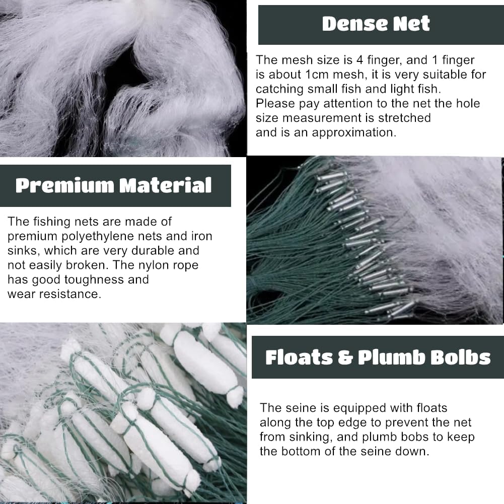 Duokon 50m Länge 1,5m Höhe DREI Schichten Schweres Fischernetz mit Float Fishing Zubehör Sink Net 3
