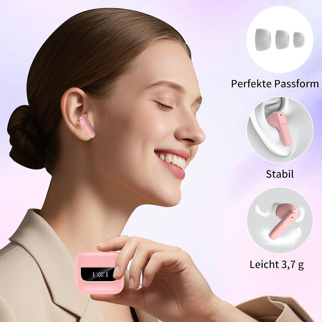 Bluetooth Kopfhörer in Ear, 6 Mikrofone ENC Noise Cancelling für Klarere Anrufe, Kopfhörer Kabellos