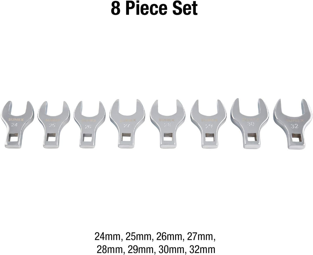 Sunex 9730A Dr.Jumbo Krähenfussschlüssel-Set, metrisch, 1,27 cm, 8-teilig Metrisch: 24 - 32 mm., Met