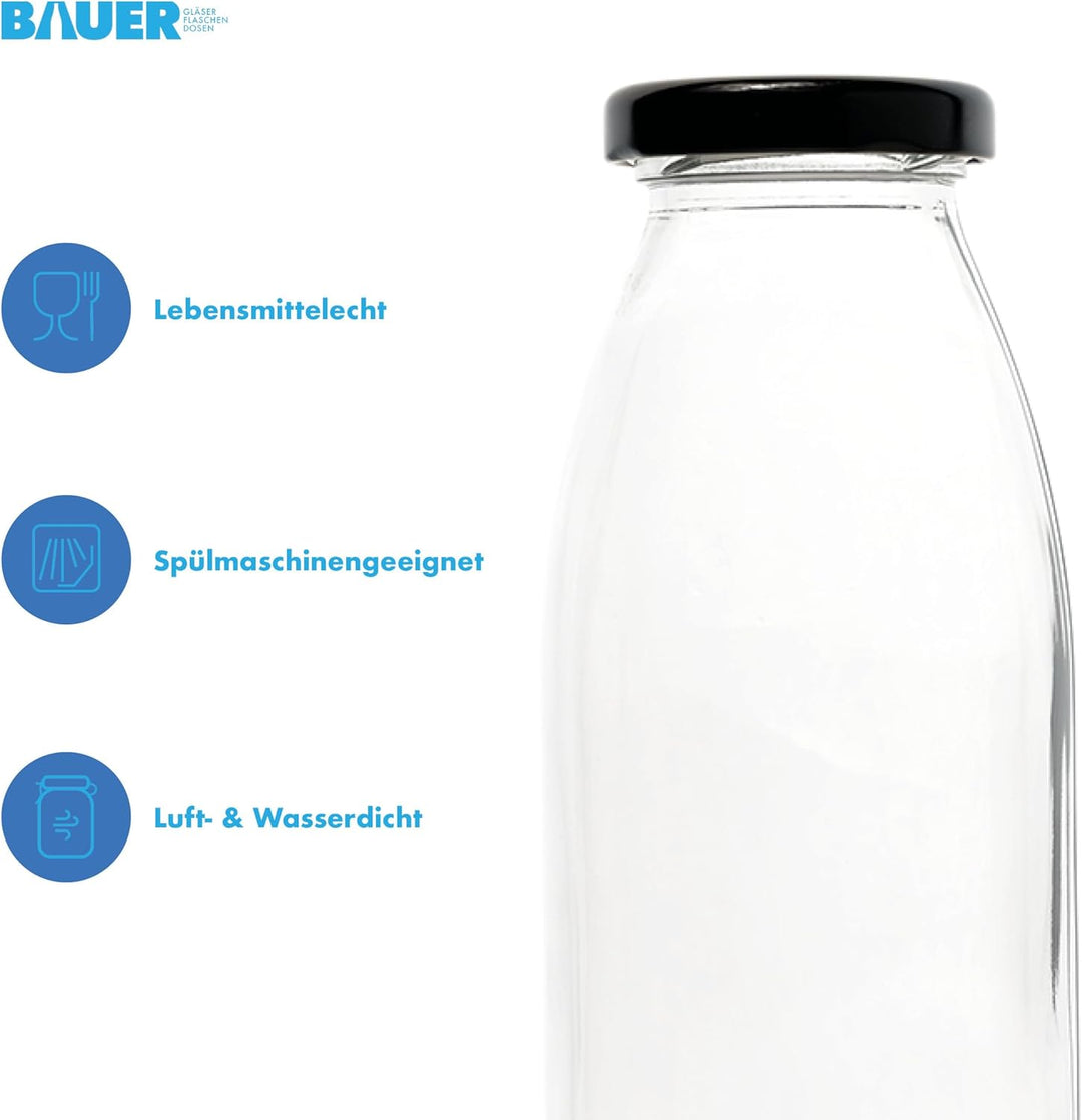 Flaschenbauer - 24 Leere Glasflaschen 250 ml mit Schraubverschluss TO43, 0,25 l in Schwarz – Zum Sel