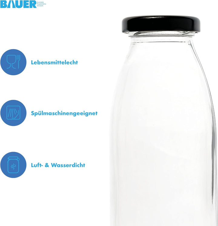 Flaschenbauer - 24 Leere Glasflaschen 250 ml mit Schraubverschluss TO43, 0,25 l in Schwarz – Zum Sel