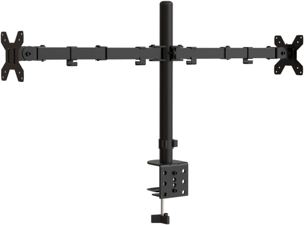 vidaXL Tischhalterung, Verstellbar Monitorhalterung mit C-Klemme, Bildschirmhalterung für 2 Monitore