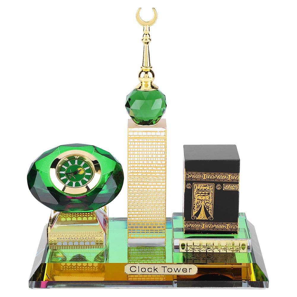 Hztyyier Kristall Sammlerfiguren für Wohnkultur Muslim Kaaba Clock Tower Modell für Desktop Ornament