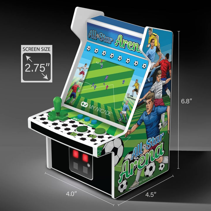 My Arcade All Star Arena Micro Player, voll tragbar, Mini-Arcade-Maschine mit 307 Retro-Spielen, 7 c