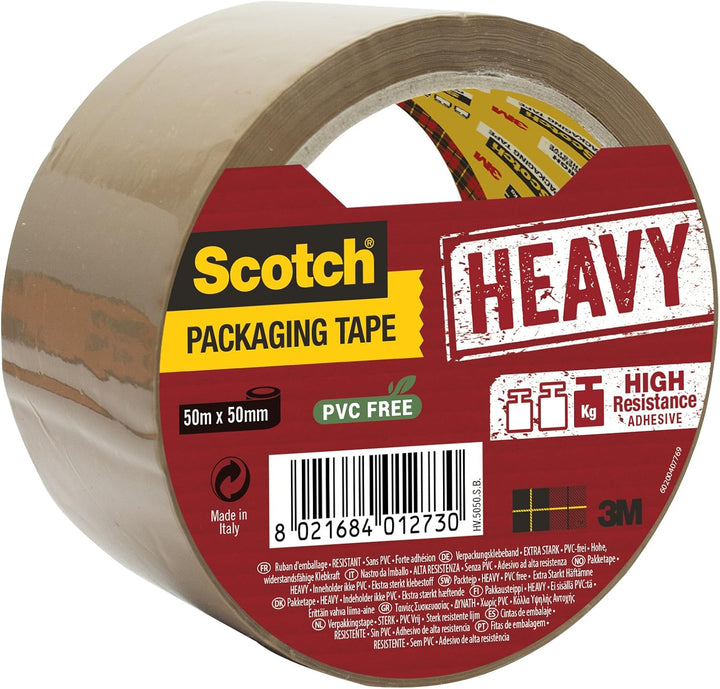 3M Scotch Abroller für Paketklebeband + 2 Rollen Scotch Hochwertiges Klebeband, 50 mm x 66 m, Braun