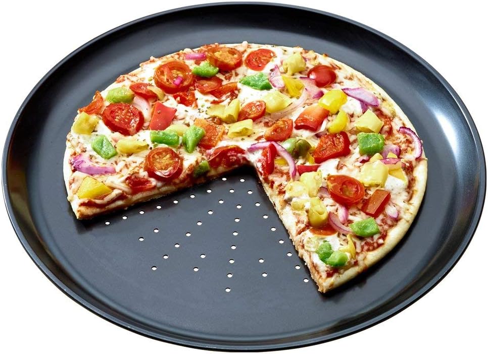 4tlg. Pizza Backset Set 3 x Backblech antihaftbeschichtet, gelocht mit