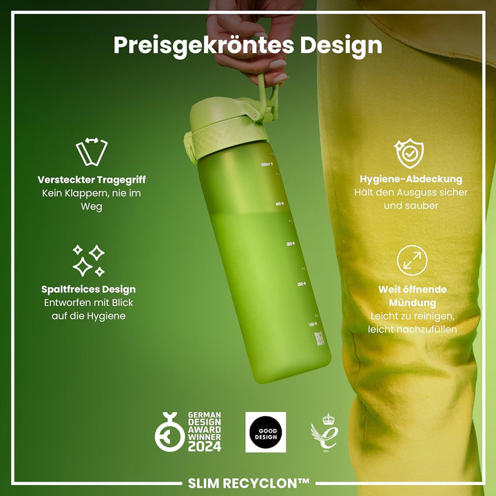 ION8 Trinkflasche, Auslaufsicher, Einhandöffnung, Sichere Verriegelung, Spülmaschinenfest, BPA-frei,