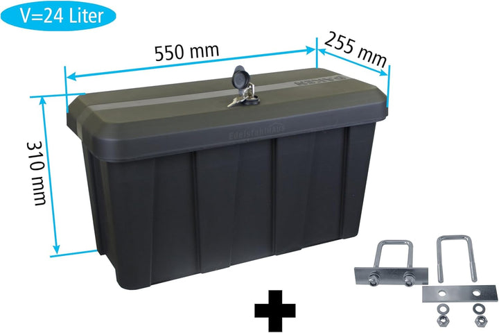 Deichselbox Daken Blackit Lite, Werkzeugkasten, Gurtkiste, Anhängerbox, Staukiste, Daken B24-2 + Mon