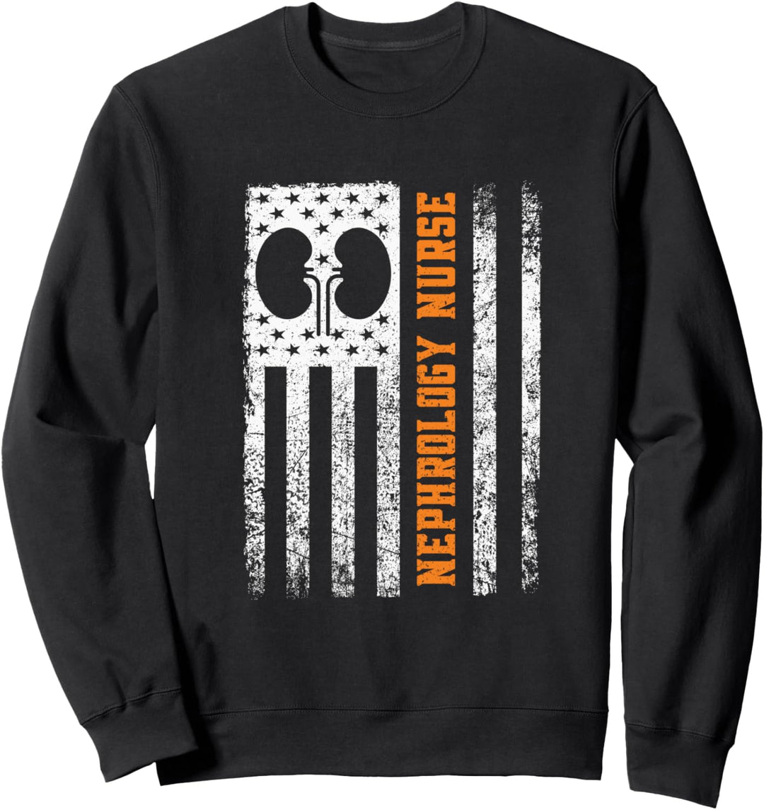 Nephrology Nurse Flag Kidney Dialysis Renal RN Nursing Sweatshirt