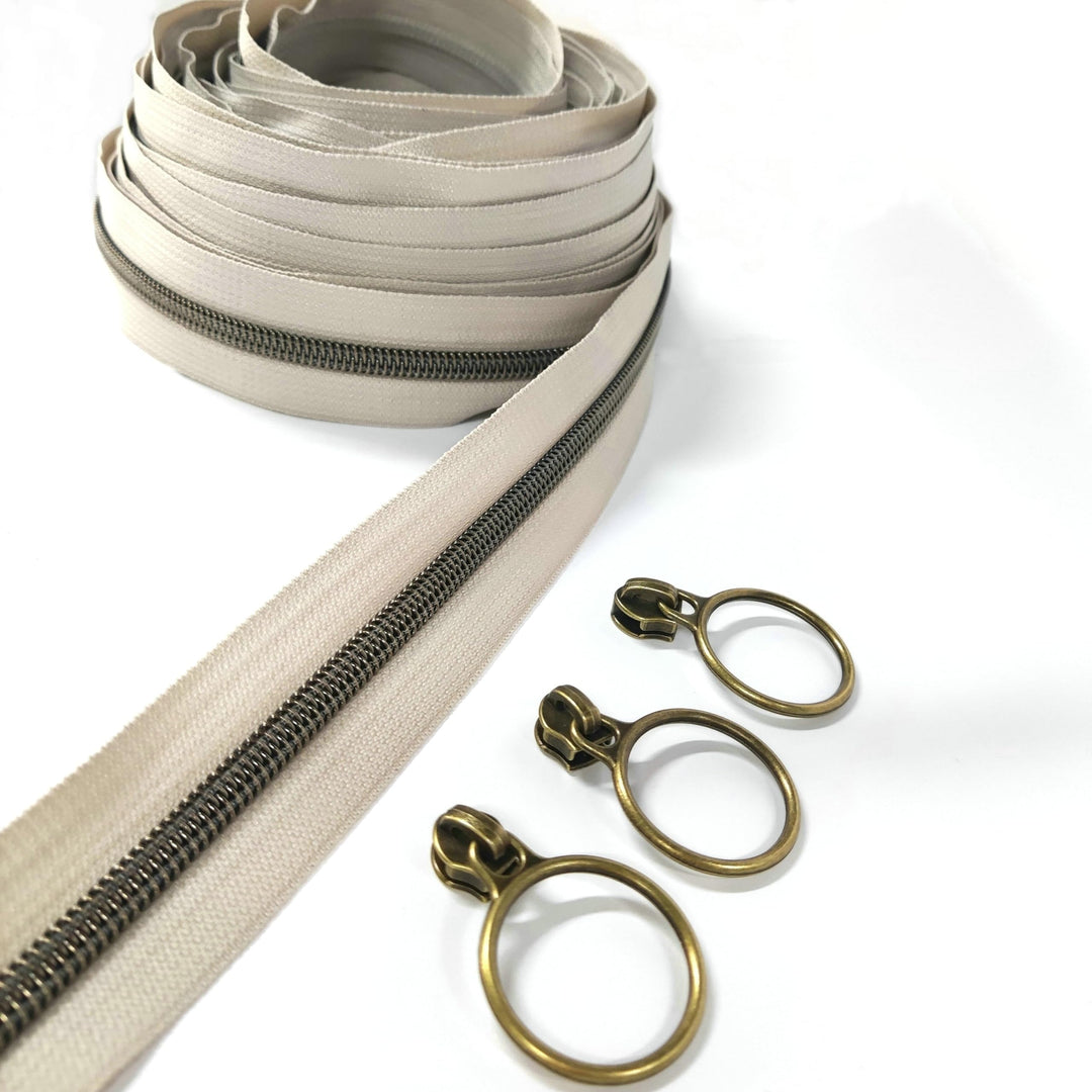 Leekayer The Yard Bulk 5 Stück 9,1 m Metallic-Nylon-Reissverschlüsse mit 25 antiken Messingringen fü