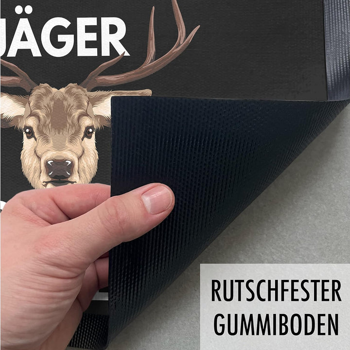 Trendation - Hier Wohnt EIN Jäger Fussmatte Geschenk für Jäger Lustiger Spruch Frundin Fussmatte 60x