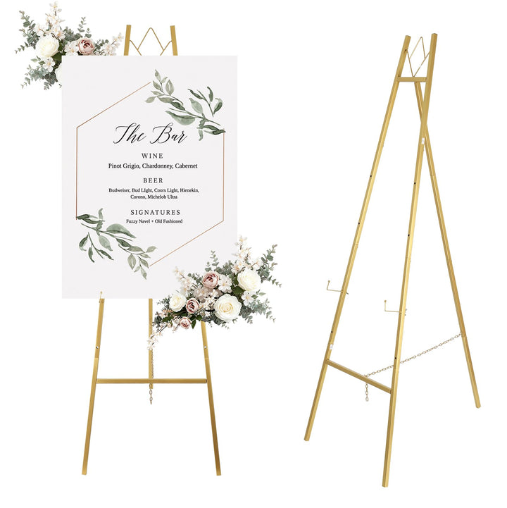147cm Hochzeits Staffelei, Verstellbarer Gold Metall Staffelei Stand, Schwerer Boden Schildständer b