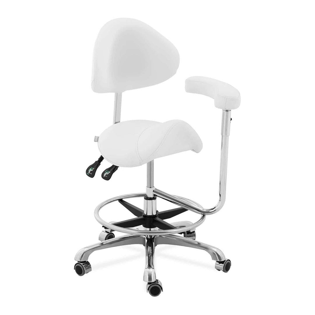 Physa Physa Wuppertal White Sattelstuhl mit Arnlehne Braun Lehne und Sitz höhenverstellbar Sattelhoc