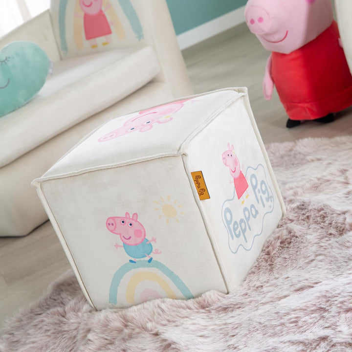 roba Kinderhocker im Peppa Pig Design - Sitzwürfel für Jungen & Mädchen ab 18 Monaten - Belastbar bi