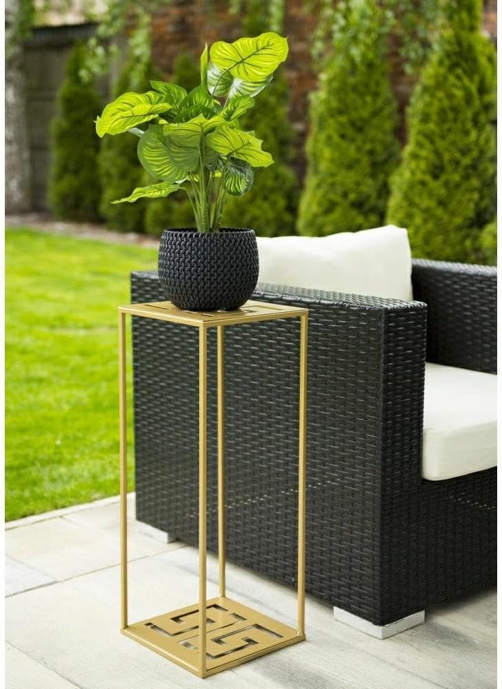HowHomely Blumenständer Metall 60 x 24 cm - Blumenhocker mit Geometrischem Design - Gold Pflanzenstä