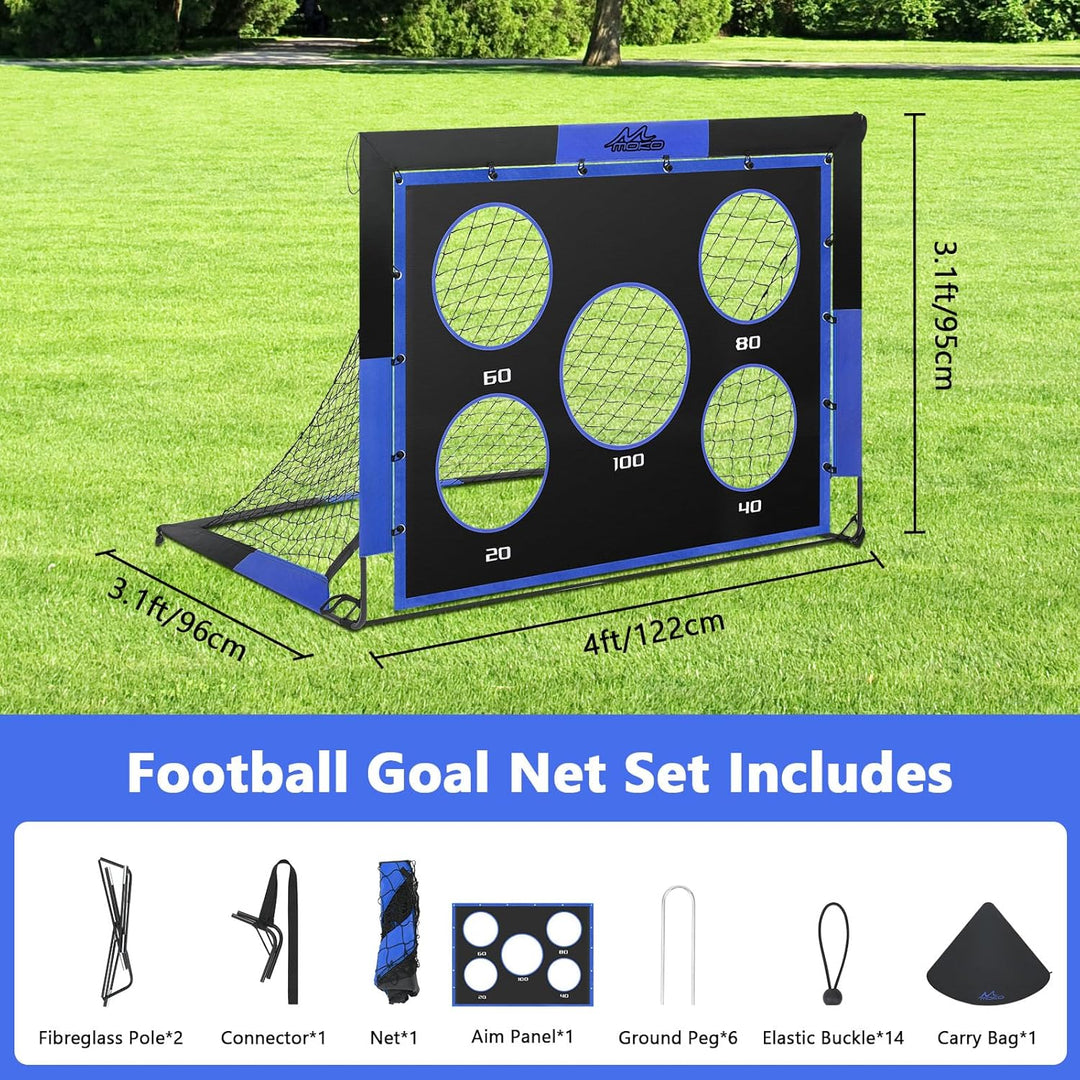 MoKo Fussballtore für den Garten, 150×120 cm Grosses Pop-up-Tornetz mit Zieltafel, Tragbare Fussball