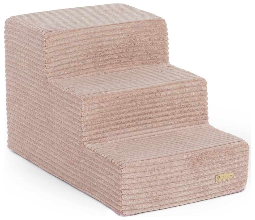 Velinda Hundetreppe mit 3 Stufen Katzentreppe Haustiertreppe Einstiegshilfe Schaumstoff (Farbe: rosa