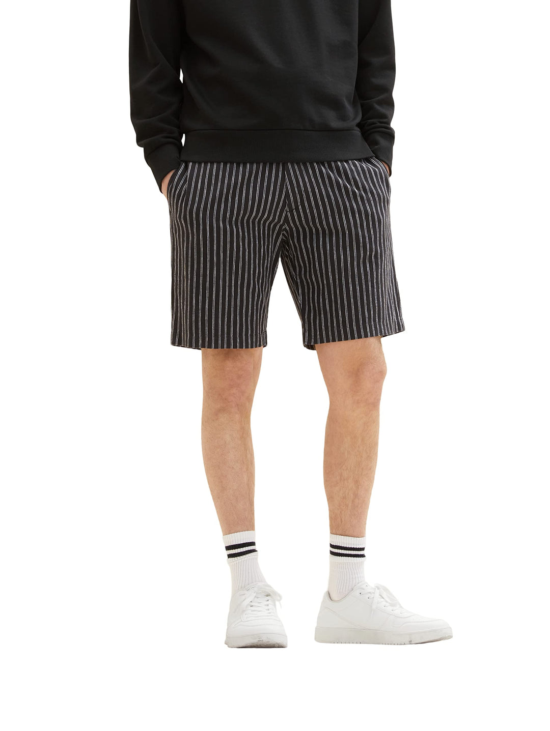 TOM TAILOR Denim Herren Bermuda Shorts aus Leinen L 31163 - Black Stripe, L 31163 - Black Stripe