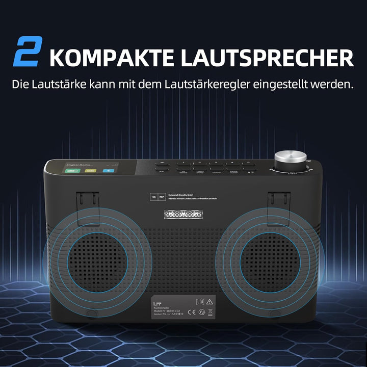 DAB Radio, LFF Küchenradio, DAB Digital Radio, DAB+ Radio Unterbau, Tragbares Küchen Radio Kabelgebu