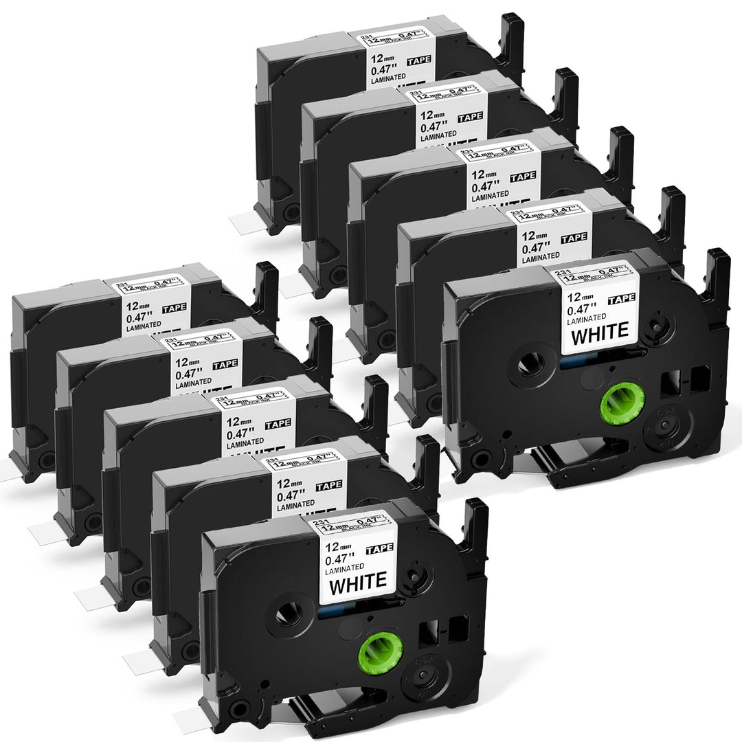 Upwinning als Ersatz für Brother P-touch Bänder 12mm x 8m TZe-231 TZe231 Schwarz auf Weiss Schriftba