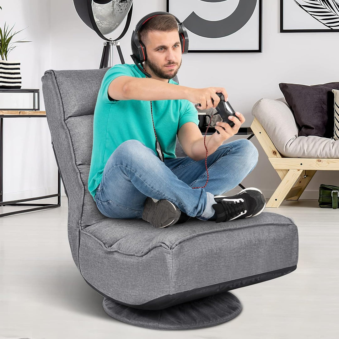 GOPLUS 360° drehbarer Bodenstuhl, klappbarer Bodensessel mit Verstellbarer Rückenlehne, Gamingsessel