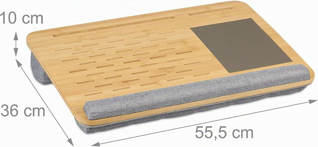 Relaxdays Laptopkissen, Bambus, Handgelenkauflage, Mauspad, HBT 10x55,5x36 cm, Laptopablage, Laptopu