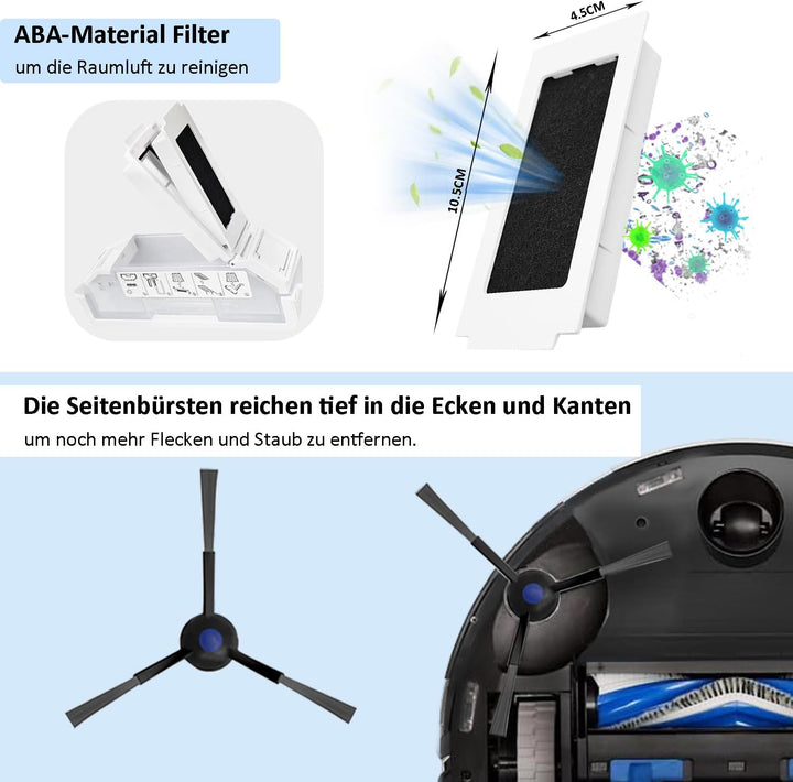 Zubehörset für ECOVACS DEEBOT T30 Omni/ T30 PRO Omni, JKOISL 1*Rollbürste 6*Staubbeutel 4*Mopp Wisch