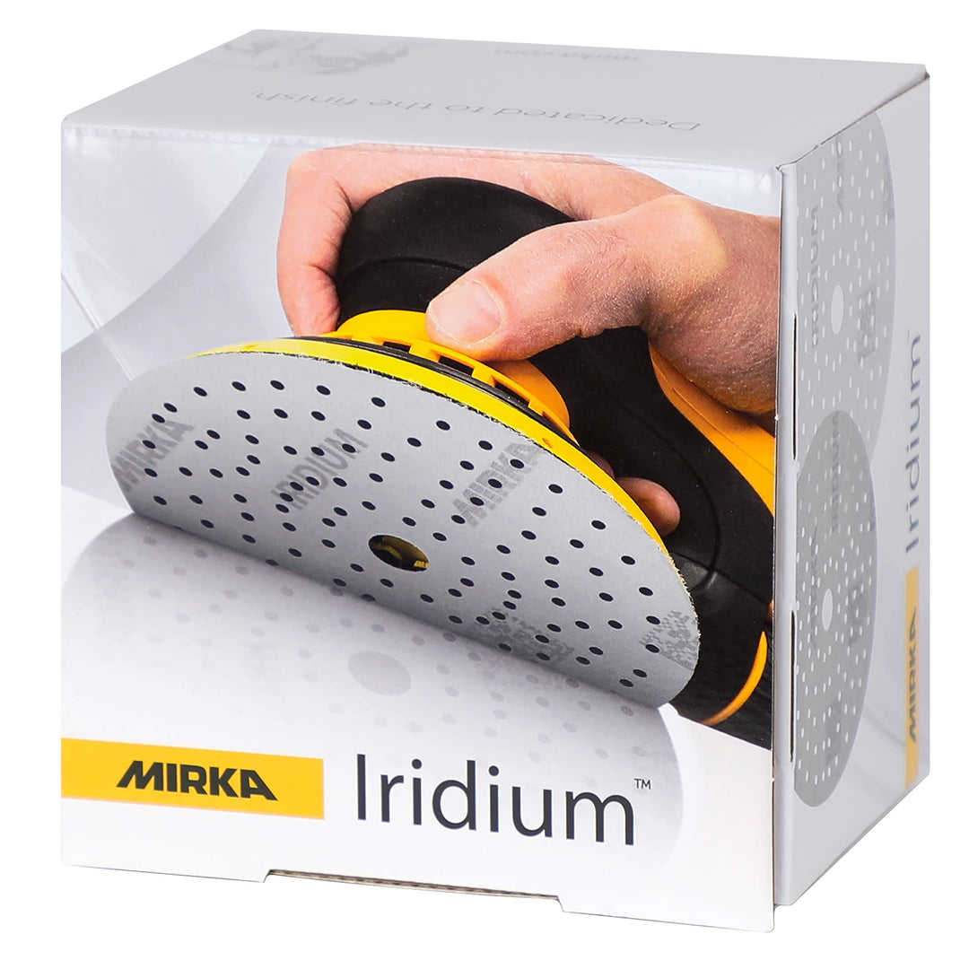 Mirka Iridium Premium-Schleifpapier Ø 150mm Klett 121-Loch, Korn 220, 100 Stk / Zum Schleifen von La