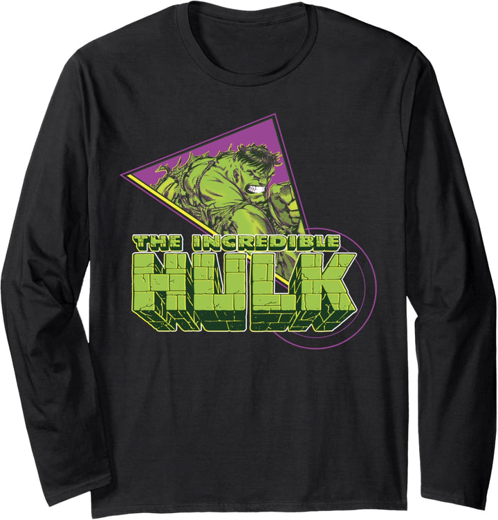 Marvel The Incredible Hulk Retro Abstract Portrait Logo Langarmshirt