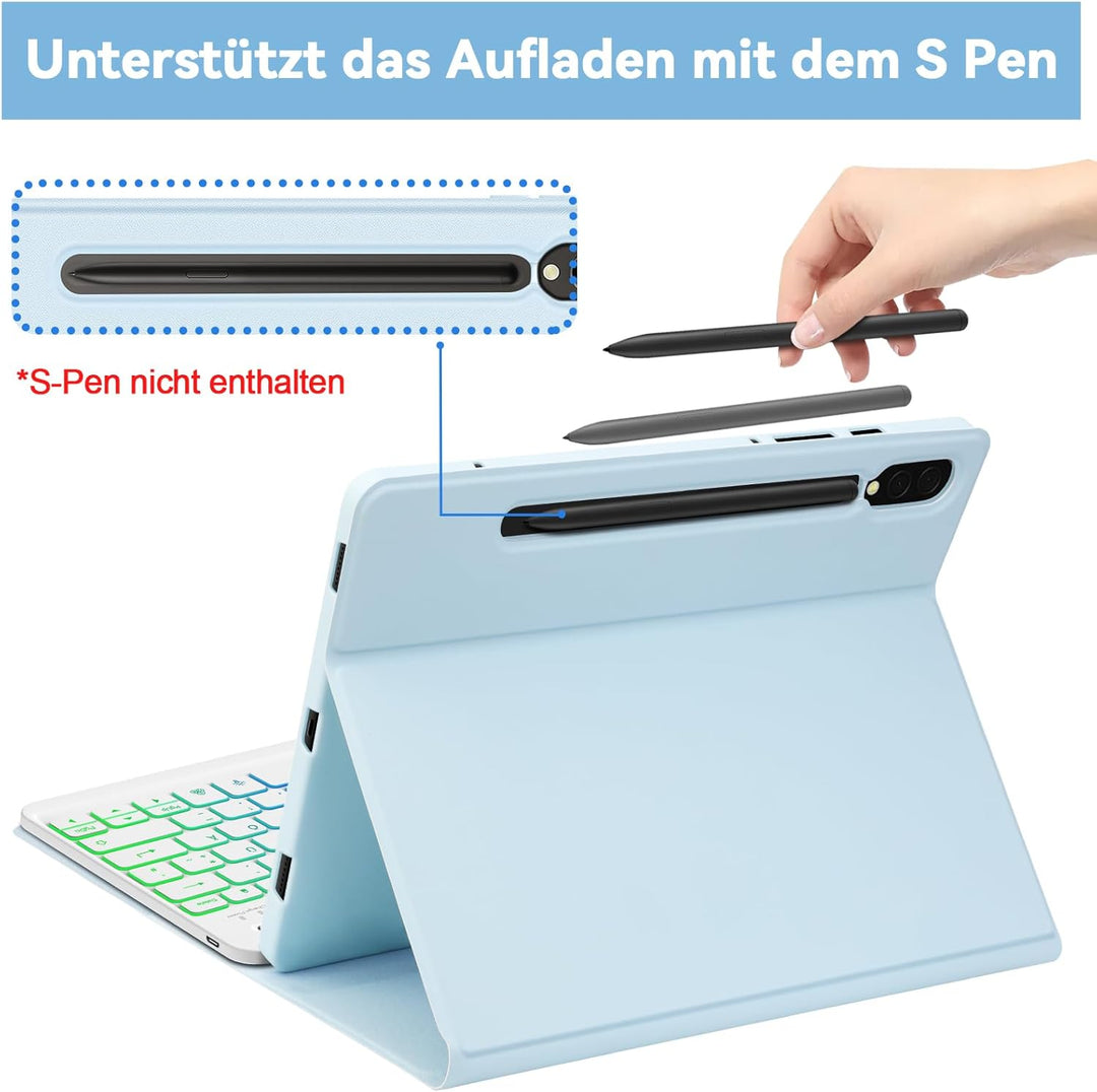 Bettdow für Samsung Galaxy Tab S10+/S10 Plus Tastatur Hülle, QWERTZ Layout Abnehmbarer Beleuchtete T