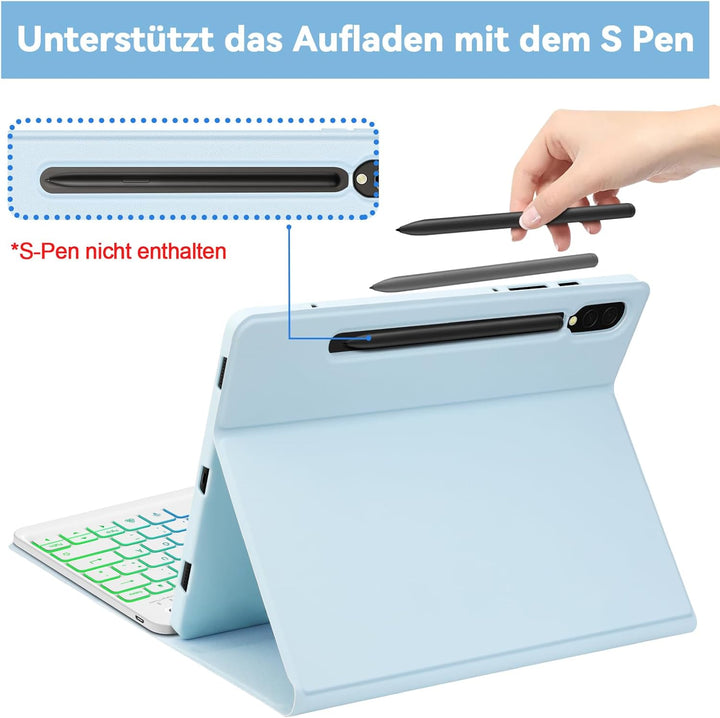 Bettdow für Samsung Galaxy Tab S10+/S10 Plus Tastatur Hülle, QWERTZ Layout Abnehmbarer Beleuchtete T