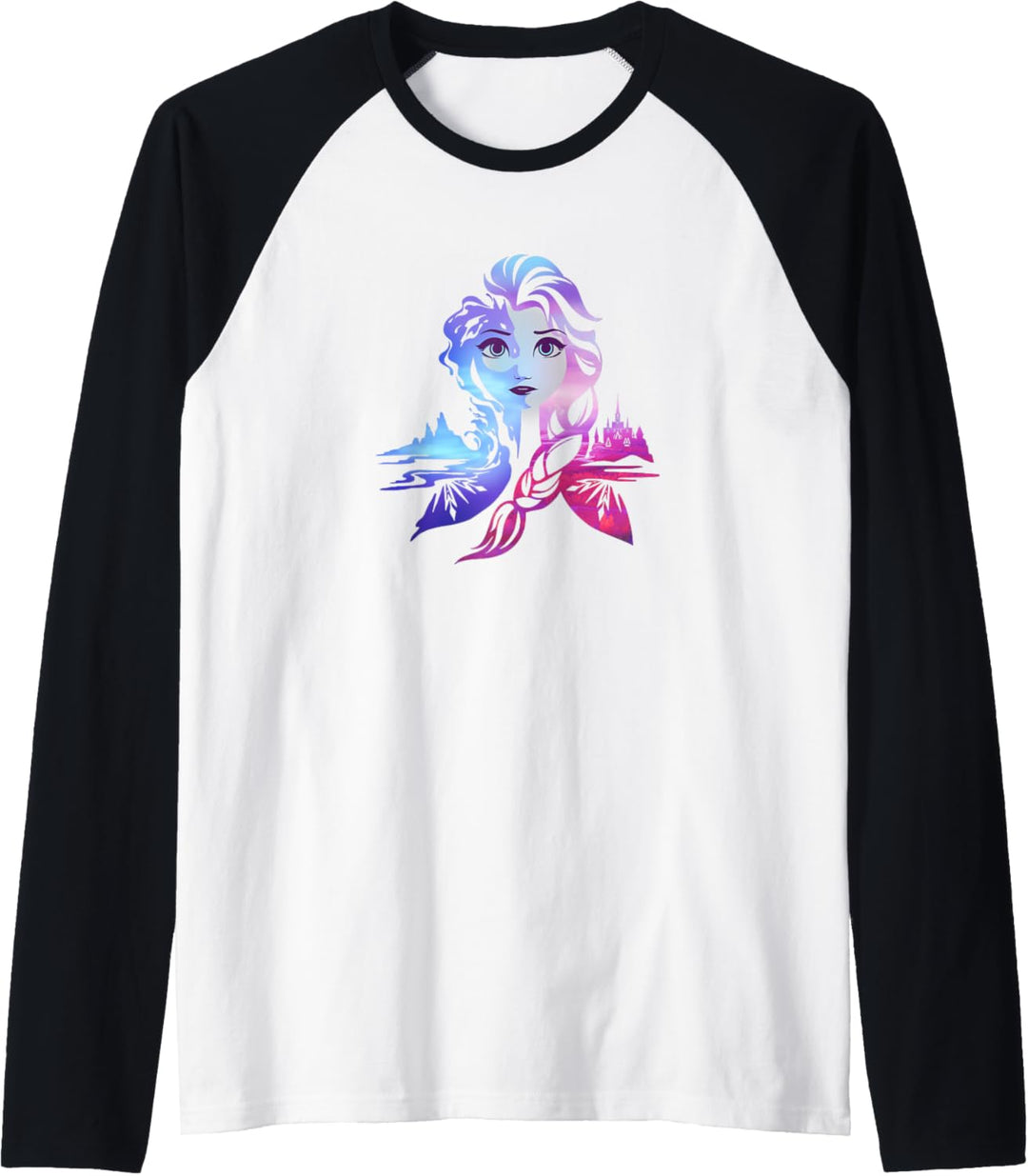 Disney Frozen 2 Elsa Two Tone Gradient Portrait Raglan