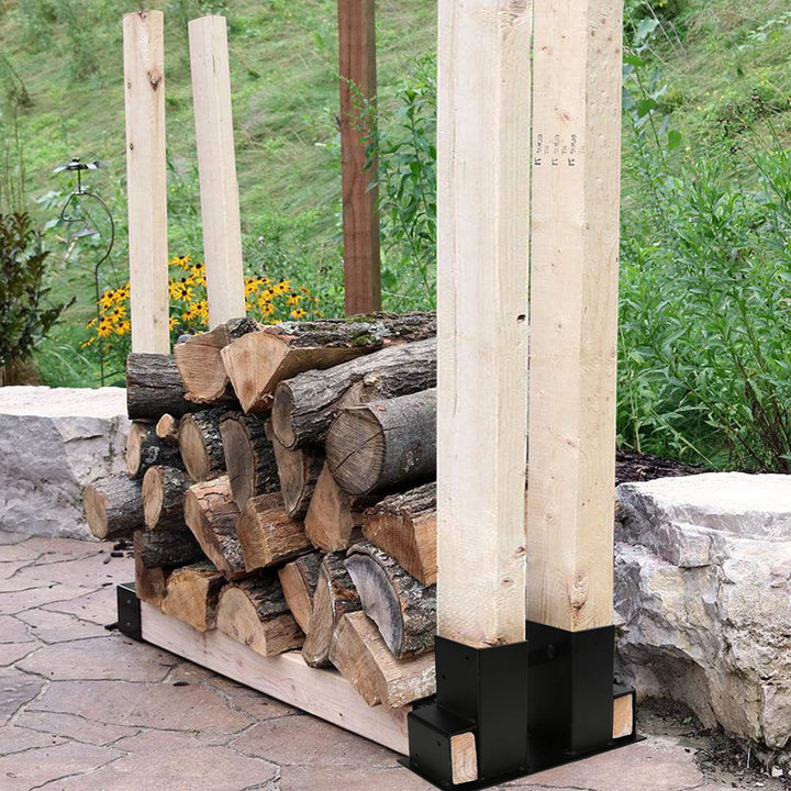 Sonnewelt 4 Stück Holzstapelhilfe Aussen Metall, Holzlager Verstellbarer Lagerregal Holzstapelhalter