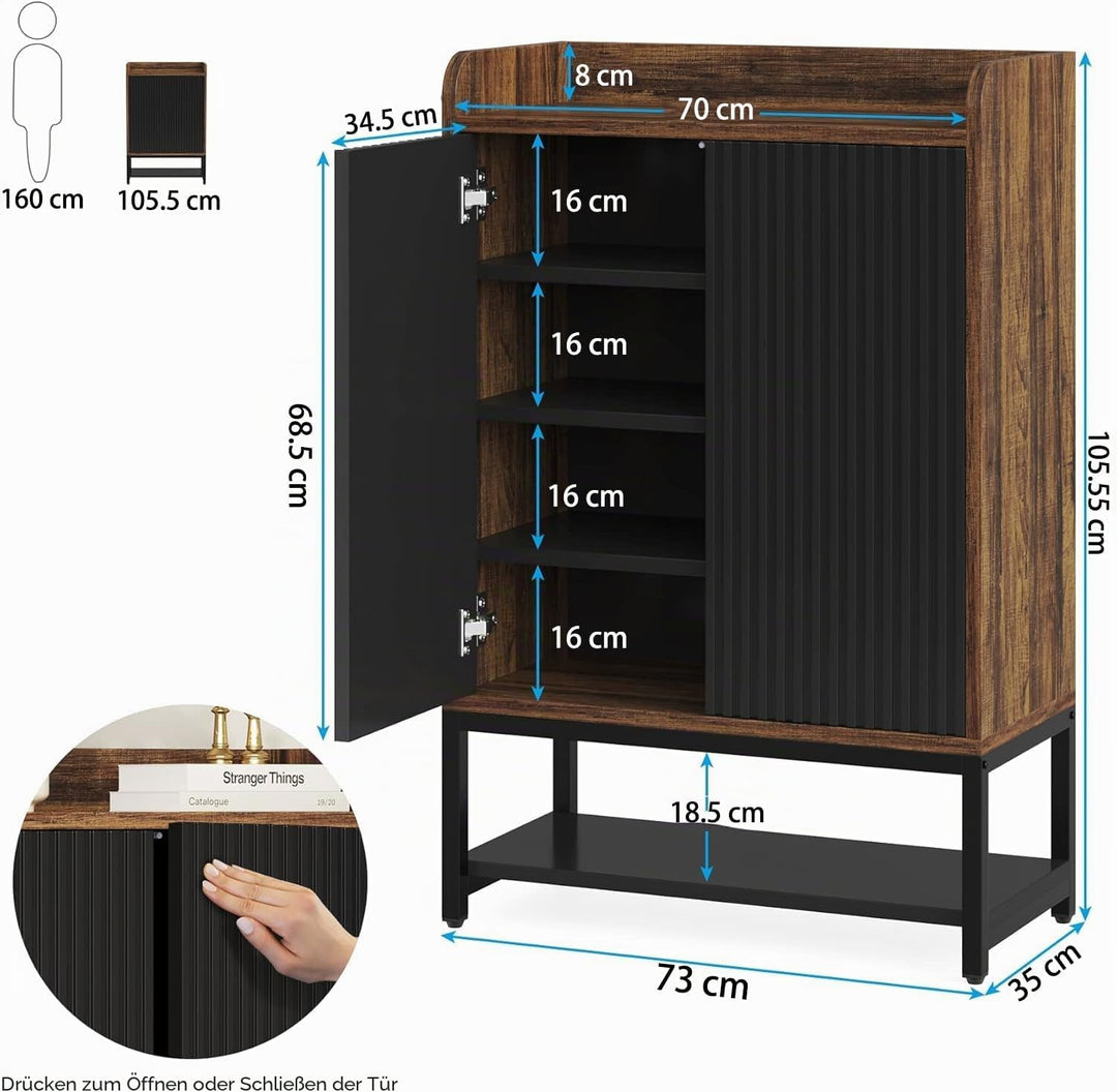 LITTLE TREE Schuhschrank mit Türen, 5-stöckiger Schuhschrank aus Holz, Schuhregal, Organizer Schrank