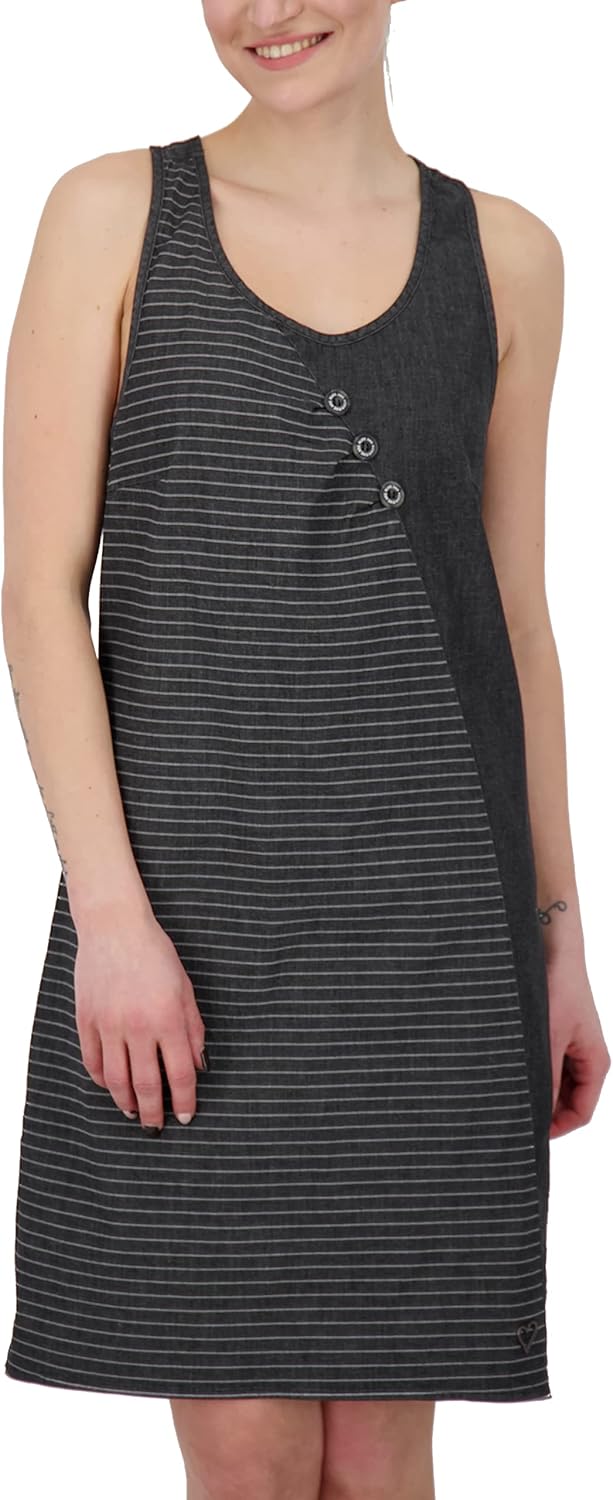 ALIFE and Kickin CameronAK DNM B Top Dress Damen Sommerkleid, Kleid S Black Denim, S Black Denim