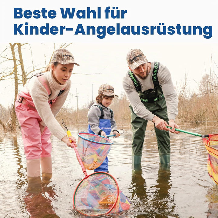 DaddyGoFish Kinder Fischernetz - Ultraleichte Teleskop-Ködertasche zum Fangen von Fischschmetterling