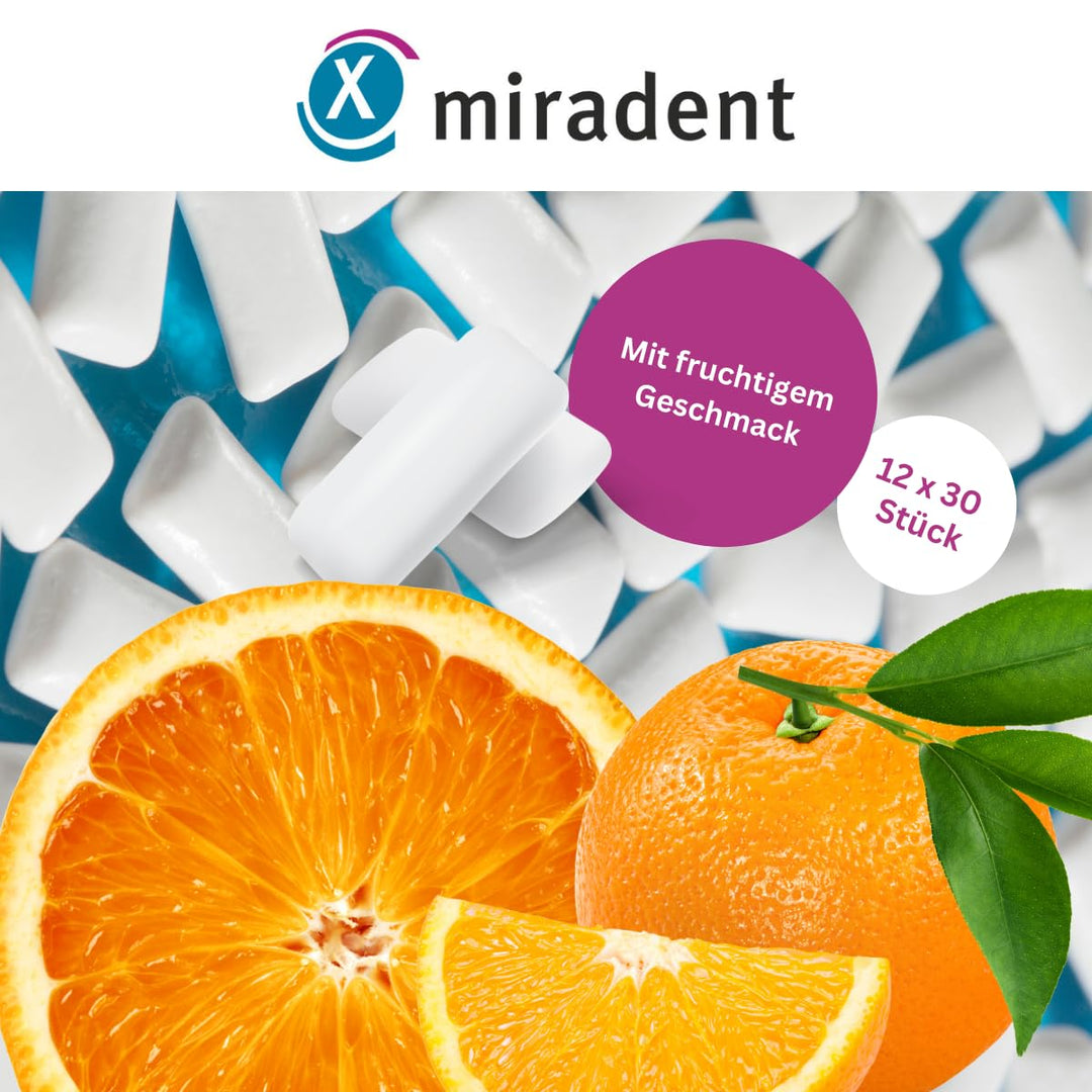 miradent Xylitol Zahnpflegekaugummi Fresh Fruit Display 12 St. | fruchtiger Geschmack | zuckerfrei |