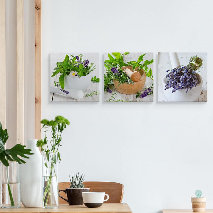 Muralo - Wandbilder Set - Leinwand Bilder Set Aufhängefertig - Bilder für Küche- Moderne Wanddeko -