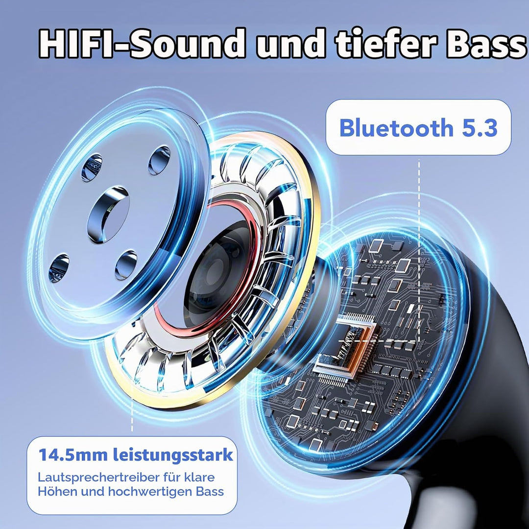 Bluetooth Kopfhörer, Kopfhörer Kabellos Bluetooth 5.3, In Ear Kopfhörer mit 4Mic ENC Anruf Noise Can