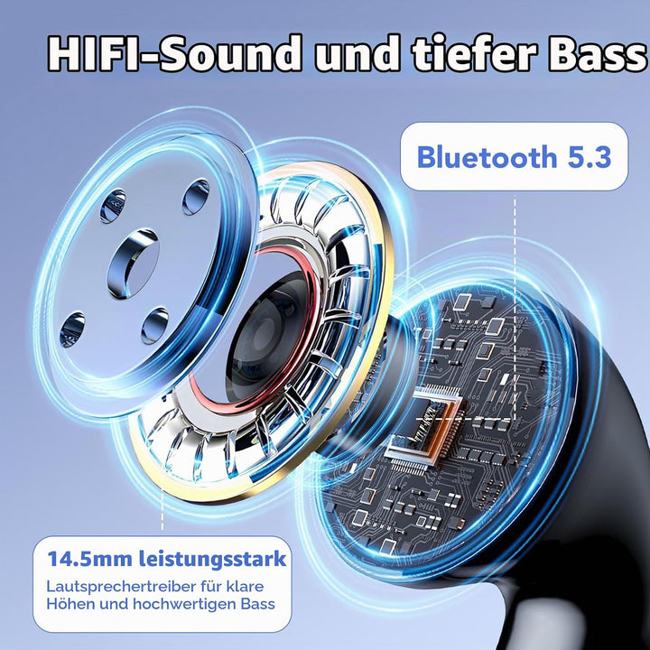 Bluetooth Kopfhörer, Kopfhörer Kabellos Bluetooth 5.3, In Ear Kopfhörer mit 4Mic ENC Anruf Noise Can
