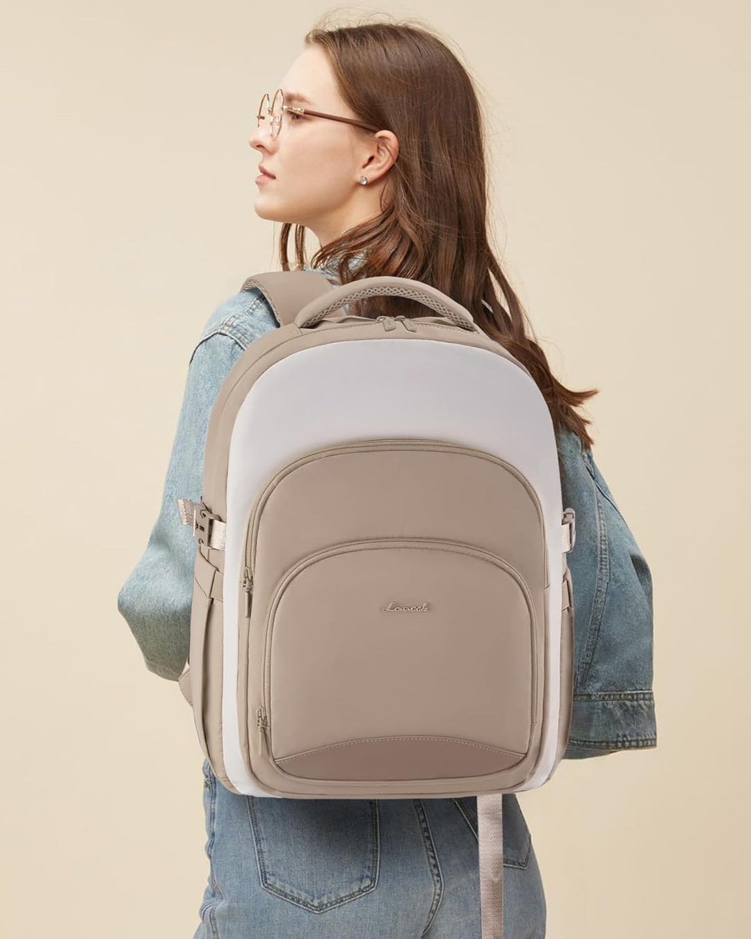 LOVEVOOK Rucksack Damen, 15,6 Zoll Laptop Schulrucksack Wasserdicht, Schultasche Teenager Backpack W