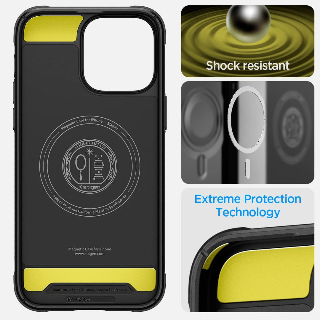 Spigen Rugged Armor MagFit Hülle Kompatibel mit iPhone 14 Pro -Matte Black, Matte Black