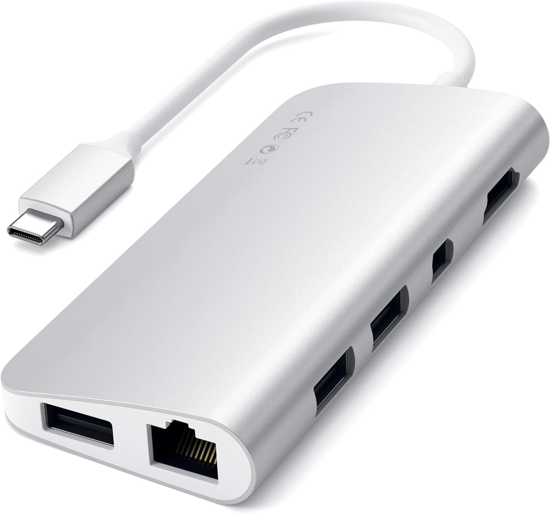 SATECHI Type-C Multimedia Adapter mit 4K HDMI, Mini DP, USB-C PD, Gigabit Ethernet, USB 3.0, Micro/S
