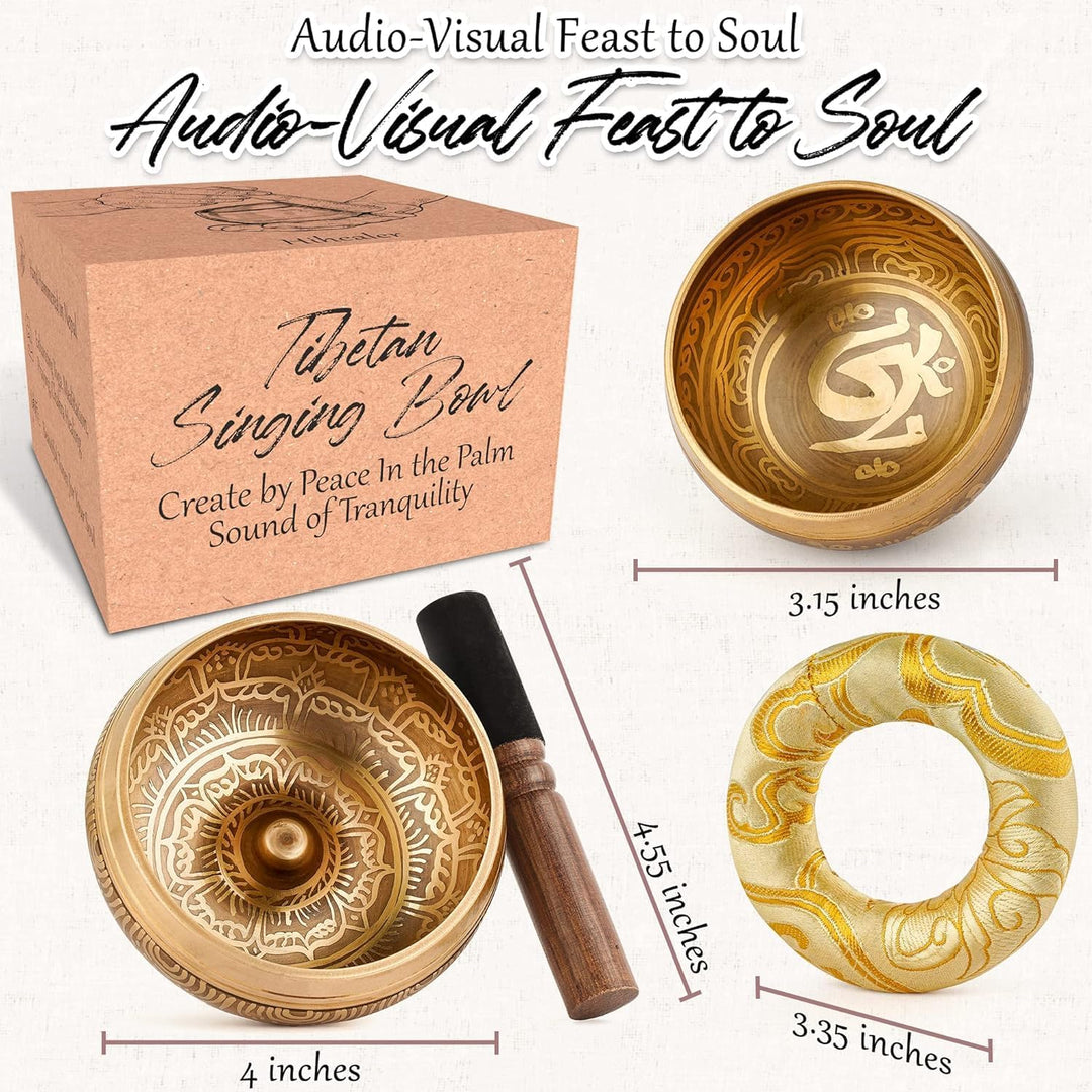 Hihealer Tibetanische Klangschalen 2er Pack Set, 100% Handgefertigte Klangschalen aus Nepal mit Anle