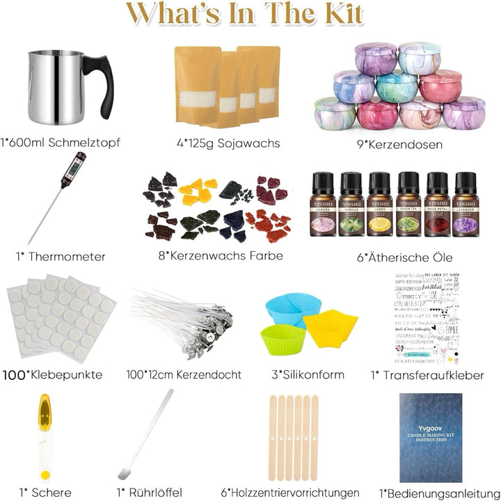 Yvgoov DIY Candle Making Kit Soy Wax, Fragrance Oils DIY Kit Craft Kit Adults Women Gift colorful Ma