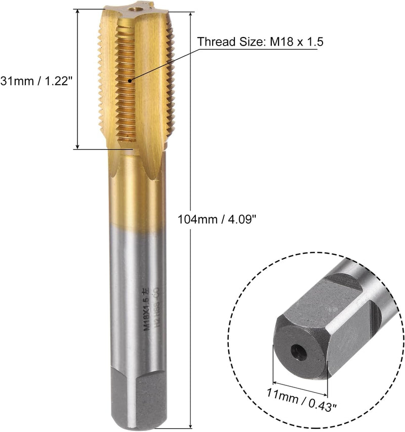 QUARKZMAN Gerade Nutentaps, M18 x 1,5 Metrisch Linksgewinde, Titanbeschichtet, M35 Cobalt Hochgeschw