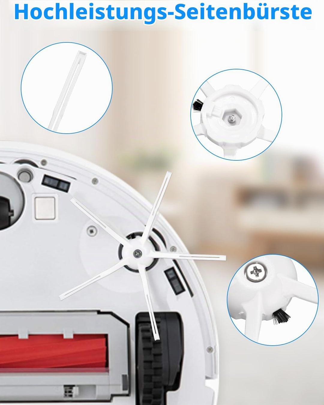 Zubehör für Roborock Q7/ Q7+/Q7 Max/Q7 Max+ Staubsauger, 2 Hauptbürste, 4 HEPA Filter, 6 Seitenbürst