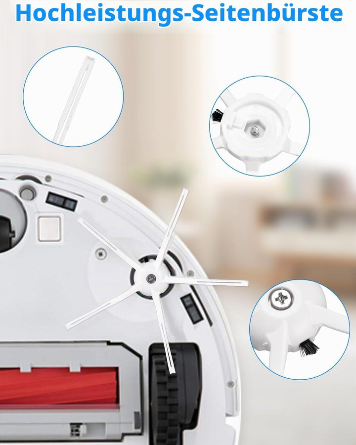 Zubehör für Roborock Q7/ Q7+/Q7 Max/Q7 Max+ Staubsauger, 2 Hauptbürste, 4 HEPA Filter, 6 Seitenbürst